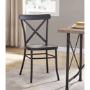 Black Metal Cross Back Stacking Side Chair (Set of 2)