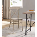 White Metal Cross Back Stacking Side Chair (Set of 2)